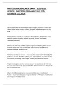 PROFESSIONAL EDUCATOR EXAM &vert; 2025&sol;2026 UPDATE &vert; QUESTIONS AND ANSWERS &vert; WITH COMPLETE SOLUTION
