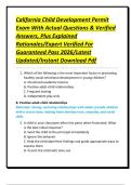 California Child Development Permit Exam With Actual Questions & Verified Answers&comma; Plus Explained Rationales&sol;Expert Verified For Guaranteed Pass 2026&sol;Latest Updated&sol;Instant Download Pdf