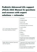Pediatric Advanced Life support &lpar;PALS&rpar; 2025 Manual S&rpar; questions and answers with expert solutions 