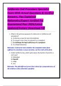 California Civil Procedure Specialist Exam With Actual Questions & Verified Answers&comma; Plus Explained Rationales&sol;Expert Verified For Guaranteed Pass 2026&sol;Latest Updated&sol;Instant Download Pdf