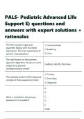 PALS- Pediatric Advanced Life Support S&rpar; questions and answers with expert solutions &plus; rationales