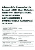 Advanced Cardiovascular Life Support &lpar;ACLS&rpar; Study Materials WITH 100&plus; VEED QUESTIONS&comma; SCENARIO- QUESTIONS AND ANSWERS