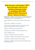 Body Structure and Function TEST 1 Exam Questions with Correct Solutions&vert;&vert;Already Graded A&plus;&vert;&vert;Updated 2025&sol;2026 Syllabus&vert;&vert;100&percnt; Guaranteed Pass&vert;&vert;<<Newest Version>>