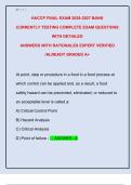 HACCP FINAL EXAM 2026-2027 BANK  CURRENTLY TESTING COMPLETE EXAM QUESTIONS  WITH DETAILED   ANSWERS WITH RATIONALES EXPERT VERIFIED  &sol;ALREADY GRADED A&plus;