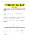 EPPP Social Psychology UPDATED Study  Guide QUESTIONS AND CORRECT  ANSWERS 
