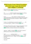 EPPP Practice Exam &lpar;Clinical Psychology&rpar;  UPDATED Study Guide QUESTIONS  AND CORRECT ANSWERS 