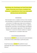 Psychology 100&comma; Psychology 100 Final Exam Study Guide&comma; University Level Course&comma; Academic Year Unknown &ndash; comprehensive final exam study guide with key terms and definitions