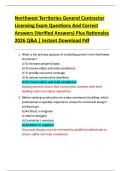 Northwest Territories General Contractor  Licensing Exam Questions And Correct  Answers &lpar;Verified Answers&rpar; Plus Rationales  2026 Q&A &vert; Instant Download Pdf 