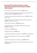 Nursing 105 Final Exam Review &lpar;Liberty  University&rpar; Questions And Answers Verified  100&percnt; Correct 