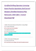 Certified Drilling Operator Licensing Exam Practice Questions And Correct Answers &lpar;Verified Answers&rpar; Plus Rationales 2026 Q&A &vert; Instant Download Pdf