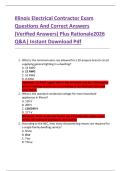 Illinois Electrical Contractor Exam  Questions And Correct Answers  &lpar;Verified Answers&rpar; Plus Rationale2026  Q&A&vert; Instant Download Pdf  