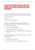 AHA PALS EXAM 2026-2027 ACTUAL  EXAM TEST BANK QUESTIONS AND  ANSWERS