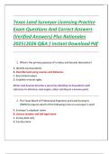 Texas Land Surveyor Licensing Practice Exam Questions And Correct Answers &lpar;Verified Answers&rpar; Plus Rationales 2025&vert;2026 Q&A &vert; Instant Download Pdf