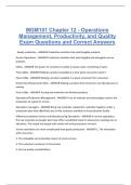 MGM101 Chapter 12 - Operations Management&comma; Productivity&comma; and Quality Exam Questions and Correct Answers