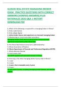 ILLINOIS REAL ESTATE MANAGING BROKER  EXAM   PRACTICE QUESTIONS WITH CORRECT  ANSWERS &lpar;VERIFIED ANSWERS&rpar; PLUS  RATIONALES 2026 Q&A &vert; INSTANT  DOWNLOAD PDF