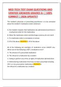 MED TECH TEST EXAM QUESTIONS AND  VERIFIED ANSWERS GRADED A&plus; &vert; 100&percnt;  CORRECT &vert; 2026 UPDATE&excl;&excl;  