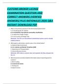 CUSTOMS BROKER LICENSE  EXAMINATION QUESTION AND  CORRECT ANSWERS &lpar;VERIFIED  ANSWERS&rpar; PLUS RATIONALES 2026 Q&A  INSTANT DOWNLOAD PDF 