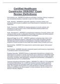 Certified Healthcare  Constructor 2026&sol;2027 Exam  Review &lpar;Definitions&rpar;
