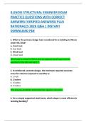 ILLINOIS STRUCTURAL ENGINEER EXAM    PRACTICE QUESTIONS WITH CORRECT  ANSWERS &lpar;VERIFIED ANSWERS&rpar; PLUS  RATIONALES 2026 Q&A &vert; INSTANT  DOWNLOAD PDF 
