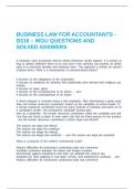 BUSINESS LAW FOR ACCOUNTANTS - D216 &ndash; WGU QUESTIONS AND SOLVED ANSWERS