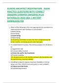 ILLINOIS ARCHITECT REGISTRATION   EXAM  PRACTICE QUESTIONS WITH CORRECT  ANSWERS &lpar;VERIFIED ANSWERS&rpar; PLUS  RATIONALES 2026 Q&A &vert; INSTANT  DOWNLOAD PDF 