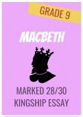Marked 28&sol;30 'Macbeth' Kingship Essay - Full Essay &plus; Extract &vert; 750&plus; words
