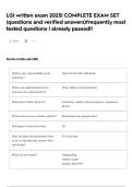 LGI written exam 2025&vert; COMPLETE EXAM SET &lpar;questions and verified answers&rpar;frequently most tested questions &vert; already passed&excl;&excl;