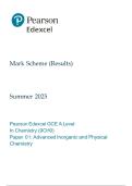 Pearson Edexcel GCE A Level  In Chemistry &lpar;9CH0&rpar;  Paper 01&colon; Advanced Inorganic and Physical  Chemistry Mark Scheme &lpar;Results&rpar;  Summer 2025