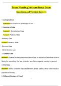 Texas Nursing Jurisprudence Exam &ndash; Exam Questions with Verified Correct Answers