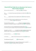 Church Of God Polity Review Questions And Answers With Verified Solutions