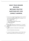 HEAVY TRUCK BRAKES  MICHIGAN  MECHANIC PRACTICE  QUESTIONS WITH 100&percnt;  CORRECT ANSWERS
