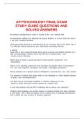 AP PSYCHOLOGY FINAL EXAM STUDY GUIDE QUESTIONS AND SOLVED ANSWERS