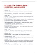 PSYCHOLOGY 101 FINAL EXAM QUESTIONS AND ANSWERS