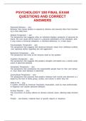PSYCHOLOGY 100 FINAL EXAM QUESTIONS AND CORRECT ANSWERS