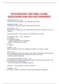 PSYCHOLOGY 100 FINAL EXAM QUESTIONS AND SOLVED ANSWERS