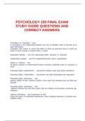 PSYCHOLOGY 100 FINAL EXAM STUDY GUIDE QUESTIONS AND CORRECT ANSWERS