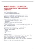 PSYCH 100 FINAL EXAM STUDY GUIDE QUESTIONS AND CORRECT ANSWERS