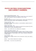 PSYCH 100 FINAL EXAM QUESTIONS AND CORRECT ANSWERS