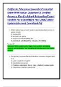 California Education Specialist Credential Exam With Actual Questions & Verified Answers&comma; Plus Explained Rationales&sol;Expert Verified For Guaranteed Pass 2026&sol;Latest Updated&sol;Instant Download Pdf