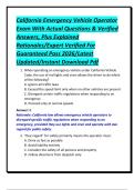 California Emergency Vehicle Operator Exam With Actual Questions & Verified Answers&comma; Plus Explained Rationales&sol;Expert Verified For Guaranteed Pass 2026&sol;Latest Updated&sol;Instant Download Pdf