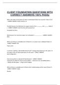 CLIENT FOUNDATION QUESTIONS WITH CORRECT ANSWERS 