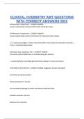 CLINICAL CHEMISTRY AMT QUESTIONS WITH CORRECT ANSWERS