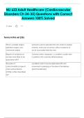 NU 623 Adult Healthcare &lpar;Cardiovascular  Disorders Ch 34-35&rpar; Questions with Correct  Answers 100&percnt; Solved
