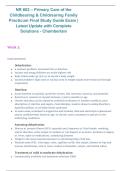 NR602 Primary Care of the Childbearing & Childrearing Family Practicum&comma; Chamberlain University&comma; 2026&sol;2027 &ndash; final exam study guide with complete solutions