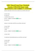 ABGC Board Exam Prep&colon; Metabolic  Genetics UPDATED Study Guide  QUESTIONS AND CORRECT ANSWERS 