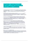 CHAPTER 2 THE HEALTH CARE DELIVERY SYSTEM QUESTIONS & VALID CORRECT ANSWERS