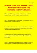 PRINCIPLES OF REAL ESTATE 1 FINAL  EXAM 2026 QUESTIONS AND  ANSWERS&vert; ACE YOUR GRADES&period;