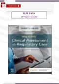Test Bank for Wilkins&rsquo; Clinical Assessment in Respiratory Care&comma; 9th Edition by Albert J&period; Heuer &ndash; Verified Chapters 1&ndash;21&comma; Complete Newest Version