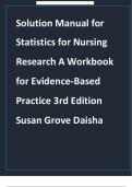 Solution Manual for  Statistics for Nursing  Research A Workbook  for Evidence-Based  Practice 3rd Edition  Susan Grove Daisha 