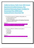 California Notary Public Exam With Actual Questions & Verified Answers&comma; Plus Explained Rationales&sol;Expert Verified For Guaranteed Pass 2026&sol;Latest Updated&sol;Instant Download Pdf
